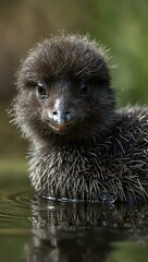 Wall Mural - Close-up of a Eurasian coot chick.