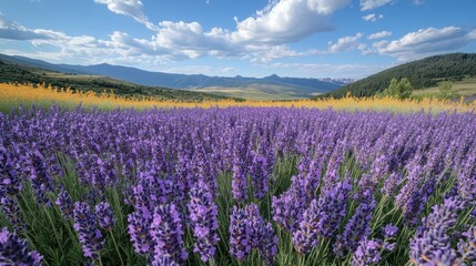 Wall Mural - Lavender Field with Mountains in the Distance