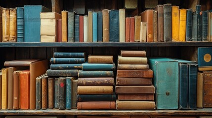 A bookshelf with a variety of books