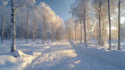 Poster - Winter Wonderland: Snowy Birch Forest