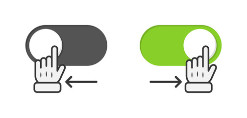 On, off buttons icons. Flat style. Vector icons.