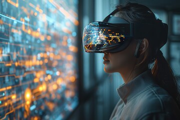 Poster - technology virtual digital reality futuristic glasses headset innovation device future business