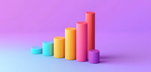 Poster - Colorful bar graph on a purple background, representing growth and progress in a playful, modern design.