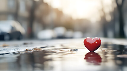 Floodwater parted by a giant heart symbol charity social impact