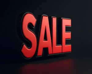 Eye-catching red sale sign on a dark background, perfect for promotions, discounts, and advertising campaigns.