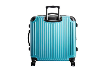 Stylish suitcase, full body centered, for traveling, isolated on white background, high-quality stock photograph, detailed texture of material, shadow casting beneath, high contrast, bright key light