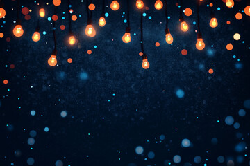 Canvas Print - A black background with a lot of bright orange dots