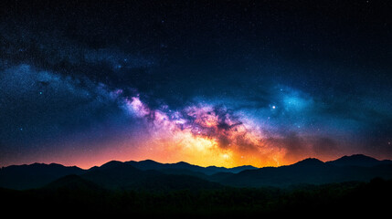 Wall Mural - a beautiful night sky with a large, colorful cloud of milk