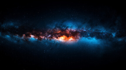 a galaxy with a blue and orange line in the middle