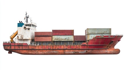 Wall Mural - Container ship with cargo, future of logistics, isolated on white background