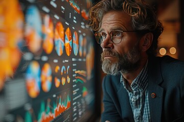 Poster - office business businessman men technology person computer working finance male