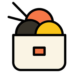 Sticker - Bowl Food Noodles Filled Outline Icon