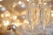 © gankevstock - Close-up of champagne glasses with bubbles, festive atmosphere, and bokeh lights