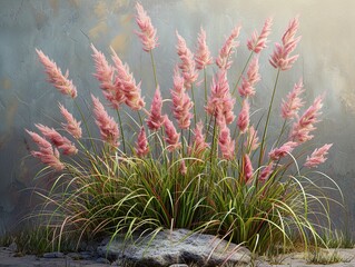 Wall Mural - Pink Feather Grass: A Delicate and Beautiful Floral Display