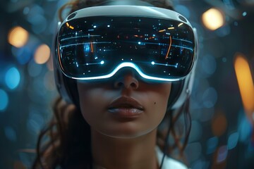 Poster - A woman wearing a virtual reality headset