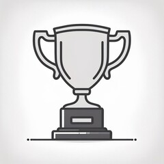 Poster - Minimalist Illustration of a Classic Silver Trophy Cup with Black Base and Curved Handles on White Background. Symbol of Achievement, Victory, and Success. Vector Logo Icon Png