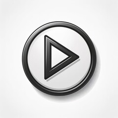 Poster - Monochromatic Play Button Icon with Concentric Circular Lines, Minimalist Design Symbolizing Media Playback, in Sleek Black and White Gradient Style. Vector Logo Icon Png