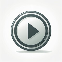 Poster - Monochromatic Play Button Icon with Concentric Circular Lines, Minimalist Design Symbolizing Media Playback, in Sleek Black and White Gradient Style. Vector Logo Icon Png