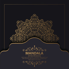 Sticker - dark gold color mandala background concept