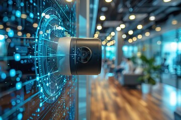 Poster - A computer monitor shows a black camera with a blue background