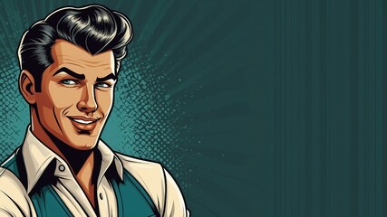 Wall Mural - handsome squinting pin up man vector illustration background