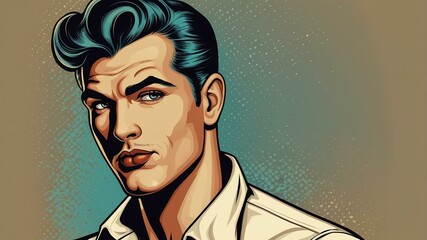 Wall Mural - handsome sighing pin up man vector illustration background