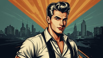 Wall Mural - handsome envying pin up man vector illustration background