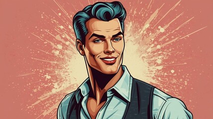 Wall Mural - handsome blushing pin up man vector illustration background