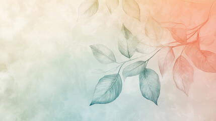 Aufkleber - Branch with leaves extending into pastel colored sky background