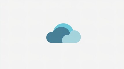 Canvas Print - flat vector logo featuring a single, abstract cloud shape in solid soft blue, with simple rounded ed