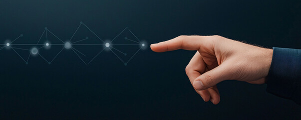 Poster - A close up of hand swiping through digital timeline, showcasing interaction with technology. image conveys sense of innovation and connectivity in modern digital landscape