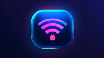 Poster - Wifi symbol glowing on dark background with neon light
