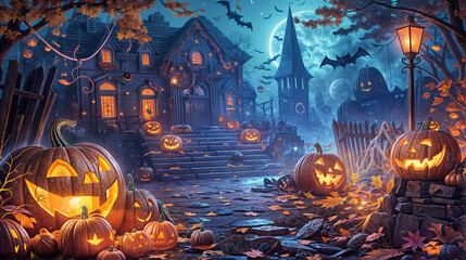 halloween background with pumpkins