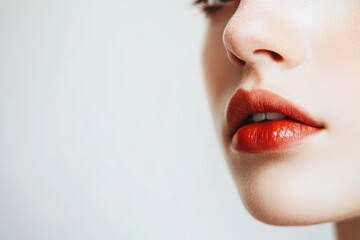 Half Face of Young Woman Close-Up Portrait with Copy Space for Make-Up