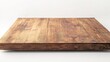 © Li - Wooden table top on white background, minimalistic and clean surface for product display, furniture design, or interior decor concepts.