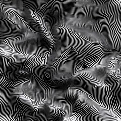 Fototapete - Abstract black and white wavy lines create a mesmerizing pattern, perfect for backgrounds or artistic projects.