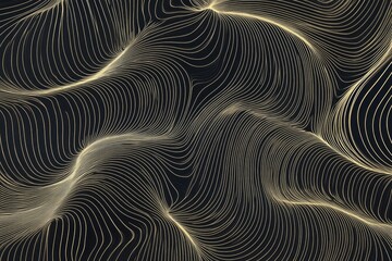 Fototapete - Intricate wavy lines creating a modern abstract pattern that evokes a sense of depth and movement in a dark background.