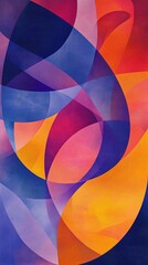 Fototapete - Vibrant abstract artwork featuring smooth curves and a blend of warm and cool colors, creating dynamic visual energy.