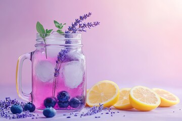 Poster - Blueberry Lavender Lemonade in a Clear Mason