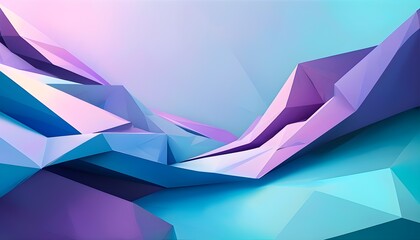 Wall Mural - Dynamic Low Poly Landscape in Purple, Blue, and Cyan Hues