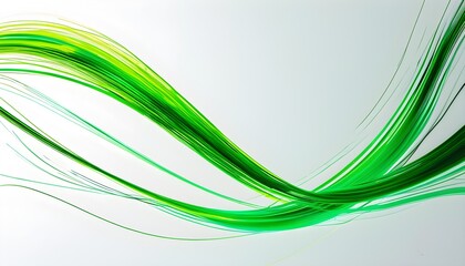 Wall Mural - Dynamic Flow of Vibrant Green Waves on a Fresh White Canvas