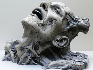 Sticker - Distorted Human Sculpture: A Cry of Anguish