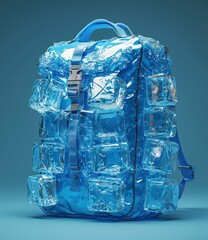 Wall Mural - Tall ice block duffel bag in blue light with buckle