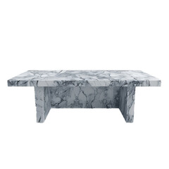 Poster - empty rectangular marble top table with natural pattern standing on white background