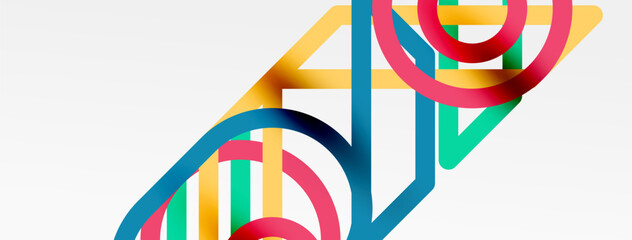 Poster - Abstract background - colorful circle lines technology or business digital template