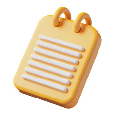 Wall Mural - yellow clipboard with white strokes 3d render icon isolated on transparent background cutout