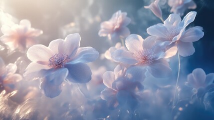 3D wallpaper illustration of flowers, enhanced by a gentle steam effect for a natural and lifelike feel. No logos or people.