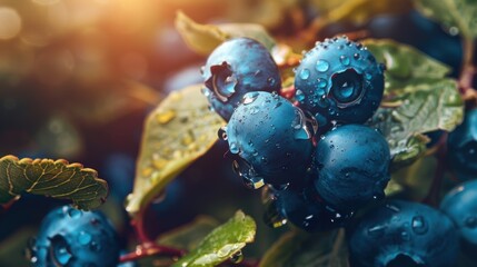 Blueberry plant with fruit in plantation farm