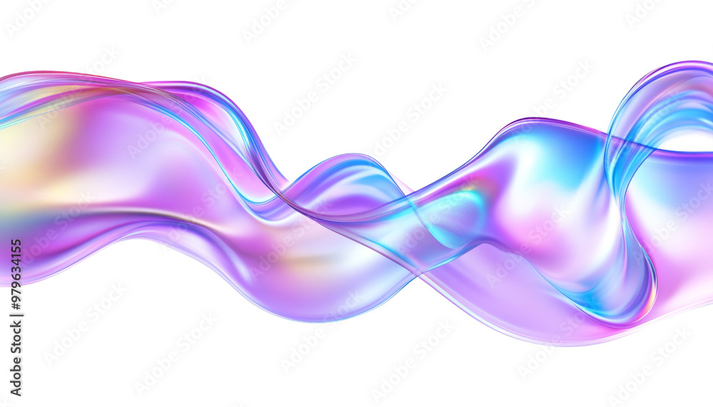 blue pink purple wave fluid holographic Iridescent 3d render abstract ...