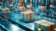 Smart warehouse management system identify package picking and delivery . Future concept of supply chain and logistic business